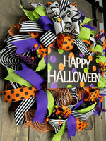 Happy Halloween Wreath, 24" Deco Mesh Halloween Wreath