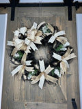 Winter Wreath, New Years Wreath, Winter Snowflake Wreath, Rose Gold, Gold and Silver Handcrafted 24" Wreath