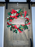 Merry Christmas Wreath, Christmas Wreath for Front Door, Handmade 24" Christmas Wreath