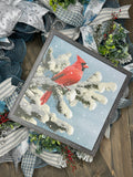 Winter Red Cardinal Snowflake Handcrafted 24" Wreath for front door