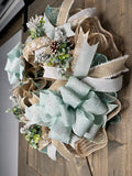 Winter Snowflake Wreath, Mint Green Snowflake 24" Wreath for front door