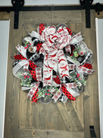 Snowman Wreath, Red, Black and White Snowman Winter Wreath