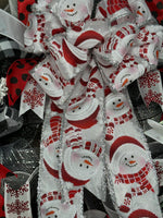 Snowman Wreath, Red, Black and White Snowman Winter Wreath