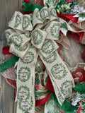 Christmas Wreath, Farmhouse Merry Christmas Bow Handmade Christmas Wreath