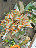 Carrots, Sage Green & Orange, Farmhouse, Spring, Easter, Handmade, Deco Mesh Wreath