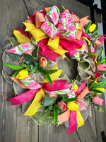 LAST ONE!  Spring Tulip Handmade Deco Mesh, Pink Tulip Wreath, Easter Wreath, Spring Wreath for Front Door