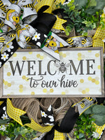 Spring and Summer Gnome Yellow, Black, White Bumble Bee Handmade Welcome Wreath