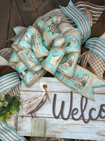 Welcome Pelican Beach, Coastal, Nautical Handmade Wreath