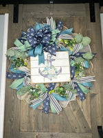 Anchor Wreath, Nautical Wreath, Beach Wreath, Coastal Wreath Handmade Wreath