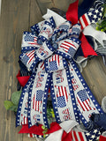 Patriotic Wreath, USA Flag Wreath, Red, White & Blue Memorial Day Wreath, 4th of July Wreath, Independence Day Wreath, Handmade Front Door Patriotic Wreath