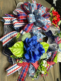 4th of July Patriotic Hydrangea Wreath, Red, White & Blue Wreath, 4th of July Wreath, Independence Day Wreath, Handmade Front Door Patriotic Wreath