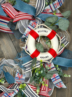 Welcome Aboard Nautical Lobster 24" Handmade Deco Mesh Wreath