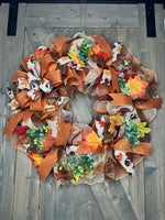 Fall Football Autumn Handmade 24" Deco Mesh Wreath for Front Door