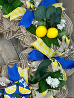 Summer Wreath, Lemon Wreath, Handmade Lemon Wreath, Handmade 24" Lemon Deco Mesh Wreath