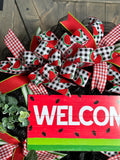 Summer Wreath, Welcome Watermelon Summer Handmade Front Door Wreath
