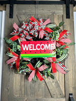 Summer Wreath, Welcome Watermelon Summer Handmade Front Door Wreath
