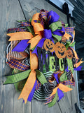 Welcome Halloween Wreath, Pumpkin Welcome Halloween Wreath, 24" Handmade Halloween Wreath