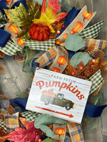 Fall Wreath, Navy Fall Pumpkin Autumn Front Door Wreath, LAST ONE AVAILABLE!