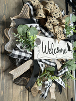 Cat Paw Print Country Rustic Farmhouse Welcome Wreath Made to order 5-7 business days