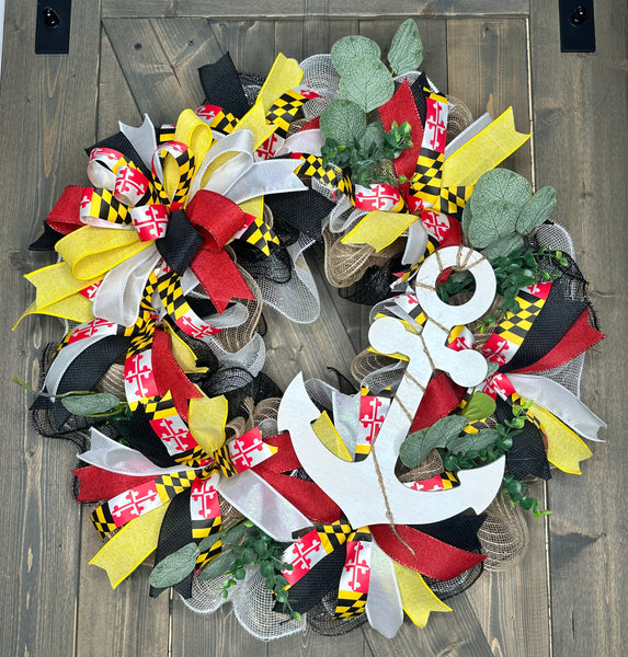 Maryland State Flag Handmade Anchor Wreath