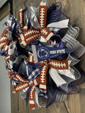 Football Wreaths, College Team Inspired Football Wreaths, College Football Wreaths, MADE TO ORDER 7-10 days for production