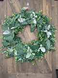 INTERCHANGABLE CLIP-ON BOW WREATH! Grapevine Greenery Country Farmhouse Wreath with Clip-On Bow