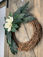 Magnolia Grapevine Modern Country Farmhouse Wreath
