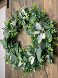 INTERCHANGABLE CLIP-ON BOW WREATH! Grapevine Greenery Country Farmhouse Wreath with Clip-On Bow